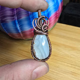 Graveyard Point Banded White Agate in Copper Pendant