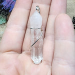 Long Double Terminated Quartz Pendant in Hammered Sterling Silver