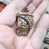 Mystery River Stone Pendant in Hammered Copper