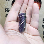 Purple Amethyst Druzy Crystal Strip Pendant in Sterling Silver